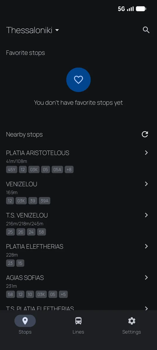 Nearby stops around you