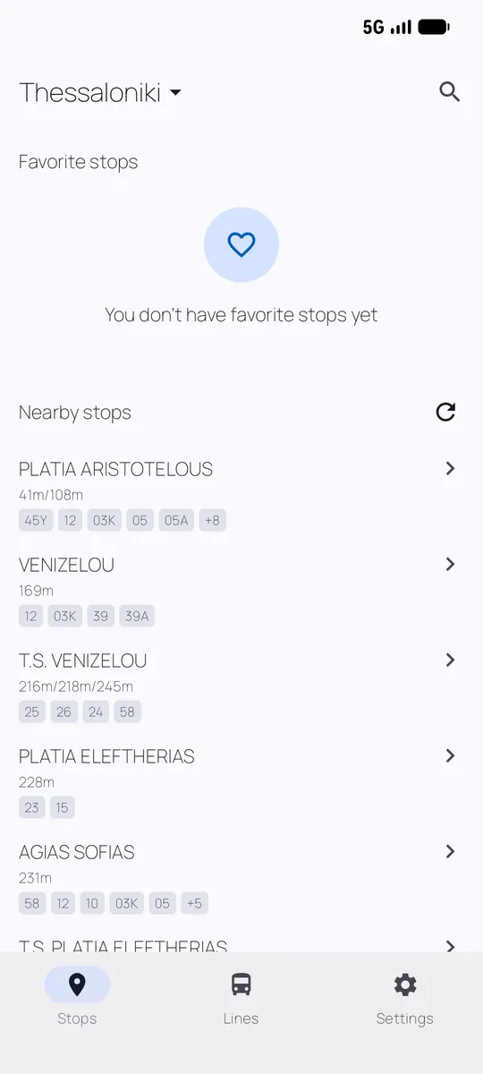 Nearby stops around you